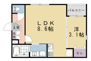ハーモニーテラス吉祥院西定成町【101号室】の間取り