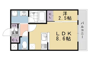 The Bright Residence 京都東寺【102号室】の間取り