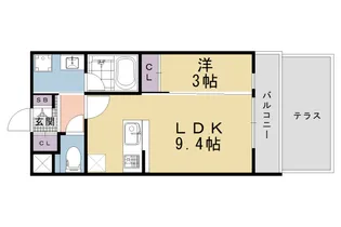 The Bright Residence 京都東寺【107号室】の間取り