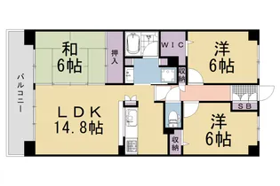 ユニハイム山崎 五号棟【408号室】の間取り