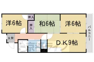 京都府京都市右京区太秦皆正寺町【マンション】の間取り