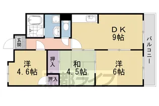 京都府京都市右京区太秦皆正寺町【マンション】の間取り