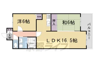 ボンエルフ嵯峨【1階】の間取り