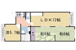 京都府京都市右京区嵯峨広沢御所ノ内町【マンション】の間取り