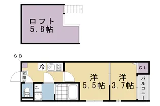 淀ヒルズ【202号室】の間取り