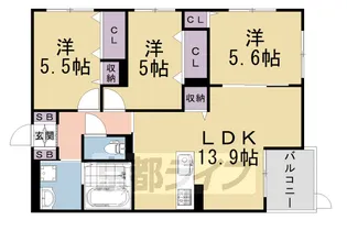 Plume葛野三条【1階】の間取り