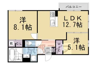 「アレ・デ・フルール西向日駅前A棟」【1階】の間取り