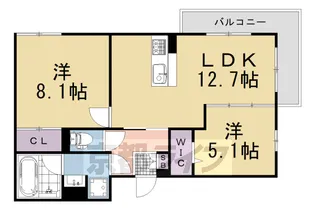 「アレ・デ・フルール西向日駅前A棟」【3階】の間取り