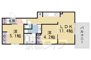 猫の家 Maison du Chat【102号室】の間取り