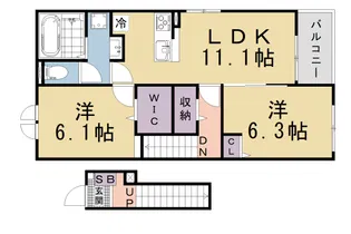 ヒカルサ仰木の里Ⅰ【201号室】の間取り