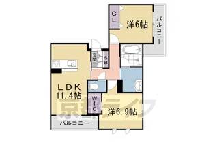 下鴨グリーンボロウ【202号室】の間取り