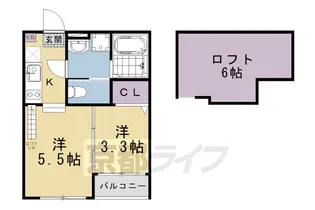 ハーモニーテラス深草大亀谷万帖敷町【102号室】の間取り
