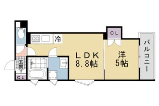 クリエオーレ牧野本町【104号室】の間取り
