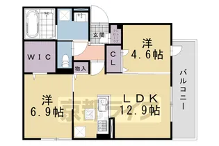 GRAMM松室吾田神町B【1階】の間取り