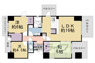 ローレルスクエア木津川台第一期1番館【602号室】の間取り