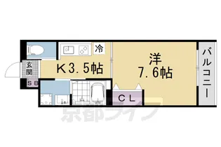 LEI CORT椥辻Ⅰ【303号室】の間取り