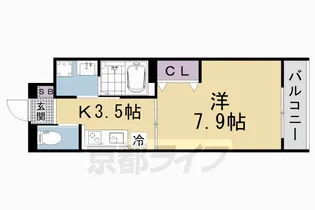 LEI CORT椥辻Ⅰ【206号室】の間取り