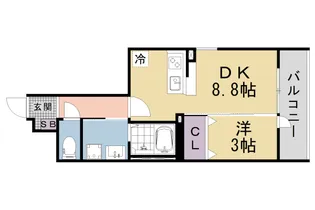 LEI CORT椥辻Ⅰ【413号室】の間取り
