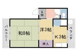 洛西マンションNO.1【中1号室】の間取り