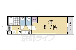 フラッティ西院プレミア【1階】の間取り