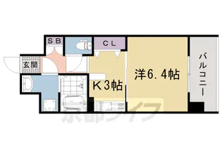 ライジングコート京都西院フロンティア【402号室】の間取り
