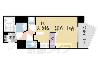 ライジングコート京都西院フロンティア【406号室】の間取り