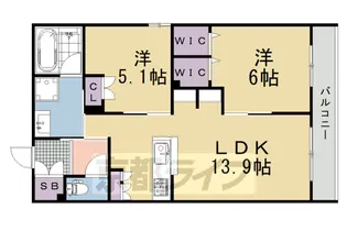 ラ・ポーズ長岡京【104号室】の間取り