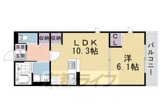 Oak Court葛野【201号室】の間取り