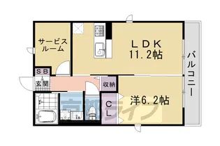 Oak Court葛野【202号室】の間取り