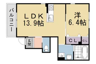 ユアメゾン白川 1【1階】の間取り