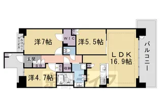 グランカサーレ京都西京極【9階】の間取り