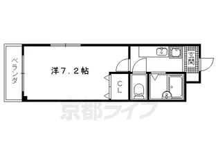 京都府京都市北区衣笠開キ町【マンション】の間取り