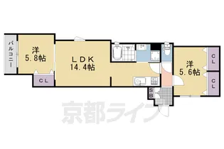 ラモーナ滝ノ町Ⅱ【2階】の間取り