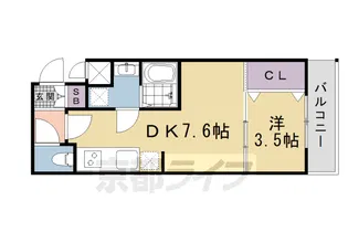ファステート九条河原町レイヴ【106号室】の間取り