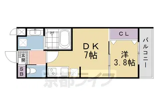 ファステート九条河原町レイヴ【1階】の間取り