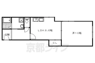 京都府京都市右京区鳴滝音戸山町【マンション】の間取り