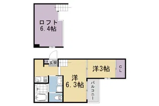 ハーモニーテラスT【105号室】の間取り