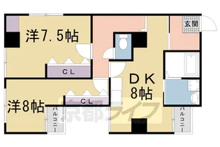クリスタルコート嵯峨天龍寺【203号室】の間取り