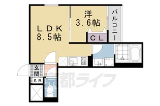 D porta pine【203号室】の間取り
