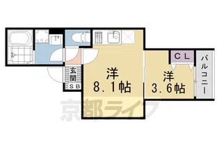 D porta pine【204号室】の間取り