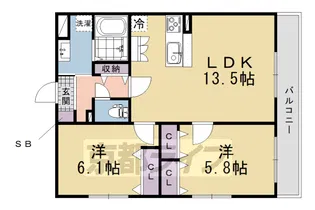 VIVACE丹波橋【207号室】の間取り