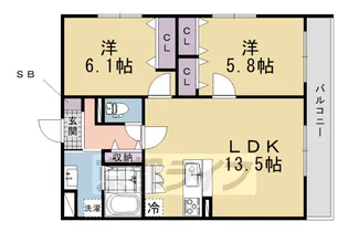 VIVACE丹波橋【509号室】の間取り