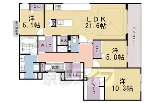エリシア御所南Ⅱ【201号室】の間取り