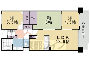 ウエストコート花園【303号室】の間取り