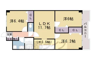 ウエストウイング嵯峨【2階】の間取り