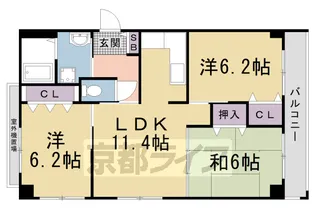 カルフール四条天神川【4階】の間取り
