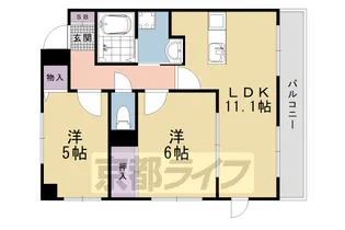 フローレンスさがの【101号室】の間取り