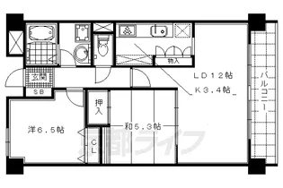 パインフィールド西京極【304号室】の間取り