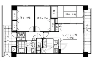 パインフィールド西京極【405号室】の間取り
