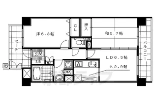 パインフィールド西京極【907号室】の間取り